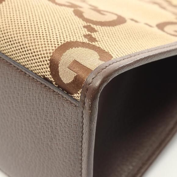 Gucci Jumbo GG Tote Bag Canvas Leather Beige Brown - Picture 5 of 7